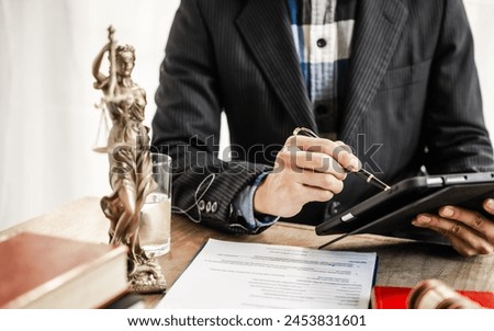 Online consulting in law leverages digital platforms for legal advice and guidance, ensuring access to justice while upholding principles of fairness, equality, accountability in legal proceedings. Royalty-Free Stock Photo #2453831601