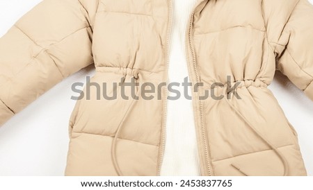 women winter concept. autumn and winter fashion woman's outfit. jacket n white background