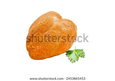 Smoked chicken fillet, isolated on white background. High resolution image
