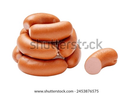 Boiled pork sausages, isolated on white background. High resolution image