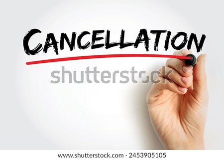 Cancellation - the action of cancelling something, text concept background Royalty-Free Stock Photo #2453905105