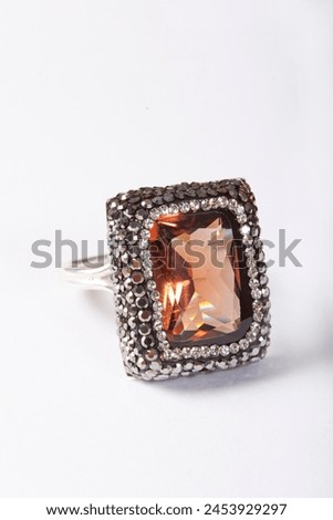 Jewelry visual concept on white background. Ring image for e-commerce, social media, sales.