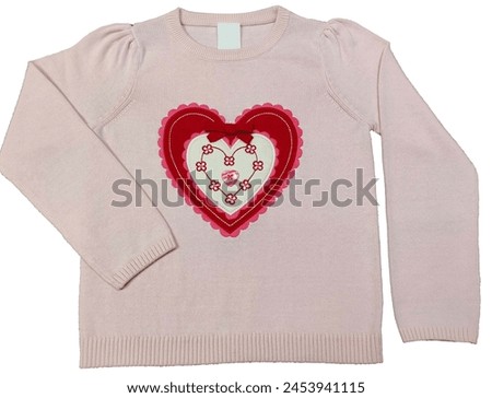 Heart shaped Embroidery long sleeve girls sweater jumper