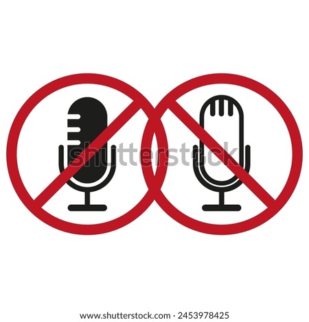 No microphones allowed sign. Silent area symbol. Vector illustration. EPS 10.