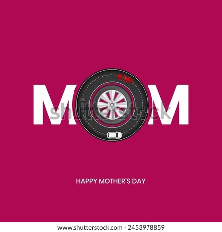 Mother's Day automobile or car brand road transportation concept. Mom with car Happy Mother's Day concept. We love you Mother for everything, Thank you mom, A surprise gift for Mama with car