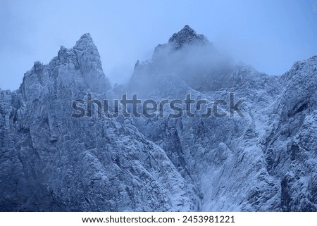 Trollveggen mountains in winter (Norway). Royalty-Free Stock Photo #2453981221