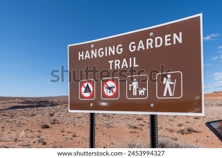 Trailhead at the Hanging Garden Trail - Page Arizona