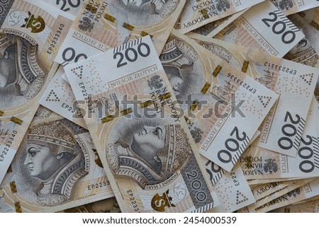 Scattered Polish 200 zloty banknotes