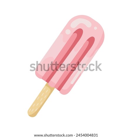 Fruit ice on a stick. Vector color illustration on a white background. Summer sweetness, vacation and holidays. Summer time. Popsicle icon