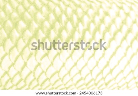 Light yellow Fish scale, snake skin texture background. Scaly dragon background. Abstract pattern of fish scale scallop. Mermaid scales yellow lime white shine gloss white glossy. sstkbackgrounds