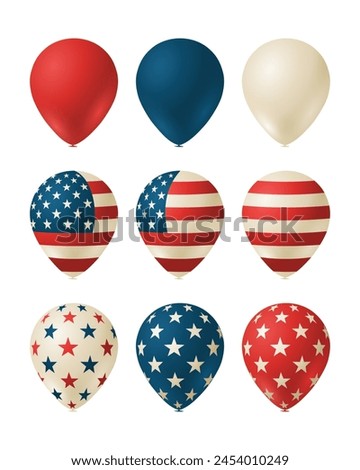 American flag colorful balloons set