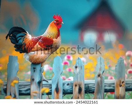 Hen standing on wooden surface beautiful 3D wallpaper 