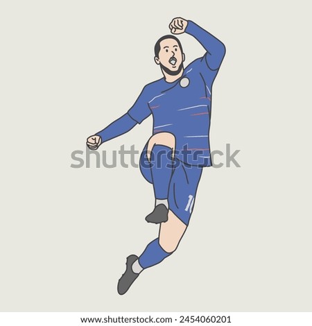 character illustration. players celebrate goals by jumping. soccer player character design