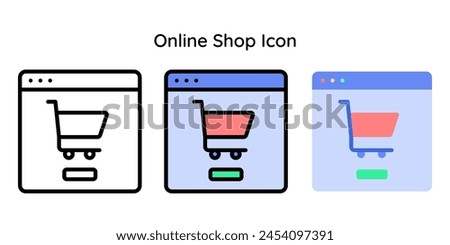 Online Shop Icon. Line, Line Color, Flat Style.