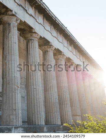 Athens, Greece, landmark, Acropolis, Parthenon, ancient, history, architecture, ruins, classical, civilization, iconic, cityscape, Mediterranean, culture, heritage, temple, marble, columns, archaic Royalty-Free Stock Photo #2454109579