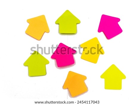 A set of stickers made of multicolored paper, layouts of empty label tags highlighted on a white background
