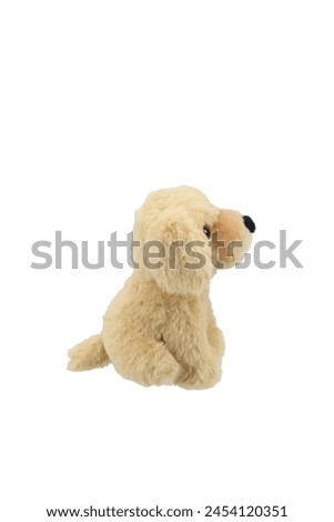 little funny sock puppet isolated on white background. soft toys collection. space for text. top view. high resolution close Up. studio shot.