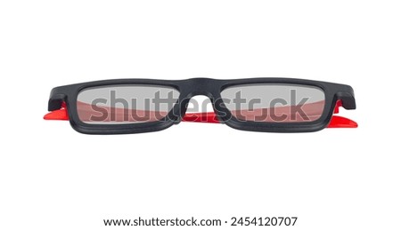plastic glasses for watching 3D cinema in the cinema, sunglasses isolated from background