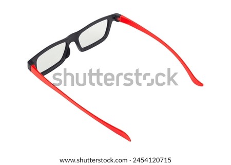 plastic glasses for watching 3D cinema in the cinema, sunglasses isolated from background