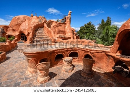 Casa Terracota, magical place, architecture and design, as well as other arts and crafts, come together. House made of clay Villa de Leyva, Boyaca department Colombia. Royalty-Free Stock Photo #2454126085