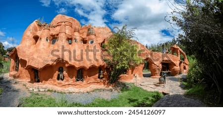 Casa Terracota, magical place, architecture and design, as well as other arts and crafts, come together. House made of clay Villa de Leyva, Boyaca department Colombia. Royalty-Free Stock Photo #2454126097