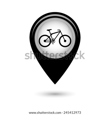Map pointer with bicycle icon