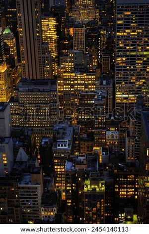 4K Aerial View of Manhattan Island: Above New York City at night
