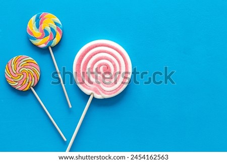 Food pattern with candies and lollipop. Sweet food and candies background.