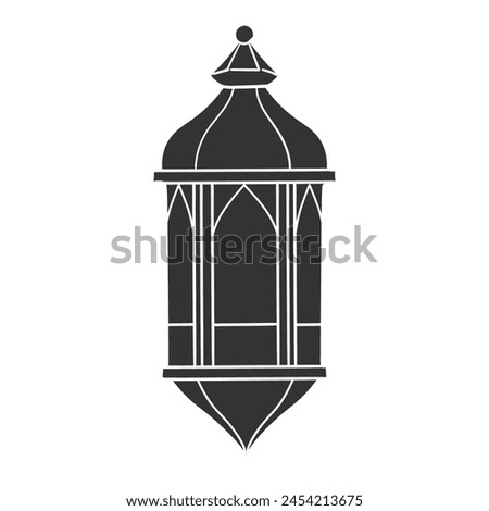 Arab Lantern Icon Silhouette Illustration. Holidays Vector Graphic Pictogram Symbol Clip Art. Doodle Sketch Black Sign.