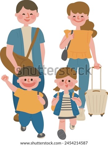Clip art of family enjoying summer trip