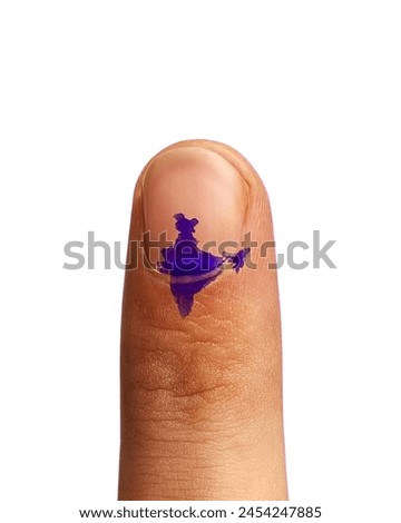 Male Indian Voter Hand with a voting sign or ink as Indian map on White background  Royalty-Free Stock Photo #2454247885