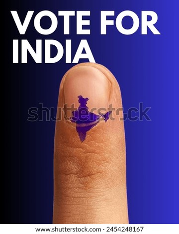 Male Indian Voter Hand with a voting sign or ink as Indian map, Vote for India. Royalty-Free Stock Photo #2454248167