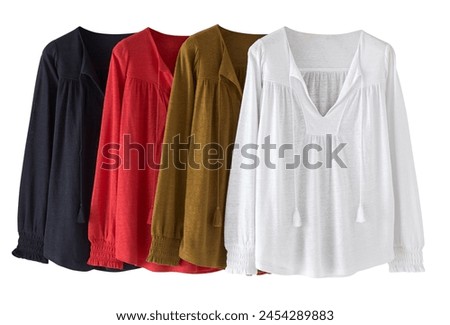 women's clothes on white background. can be used for showcasing clothing items. copy space, close up, top view. clothes ,sale, shopping, fashion, style concept.