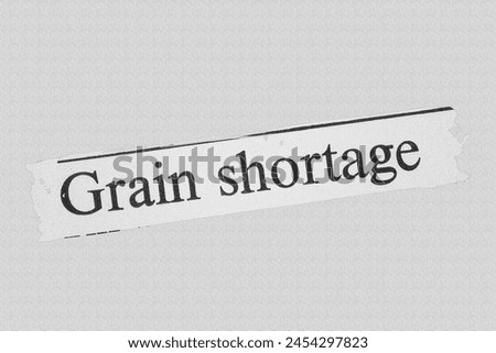 Grain shortage - news story from 1973 UK newspaper headline article title pencil sketch