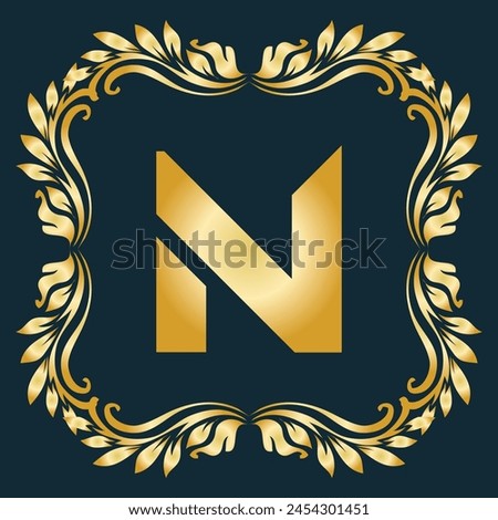 Luxury latter N logo Vector with golden color . Luxury modern minimalist monogram letter N logo