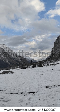 Mountain Picture with snowfall, Beautiful picture 