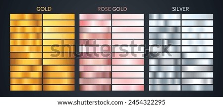 Gold, rose gold and silver metallic gradients set