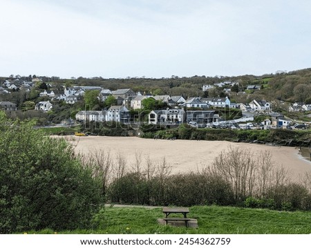 A view across the beautiful beach at Aberporth, Ceredigion, Wales, UK. Royalty-Free Stock Photo #2454362759