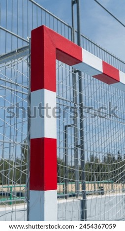 Side of an indoor football goal pictured in Madrid, Spain