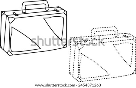 suitcase outline and doted illustration 