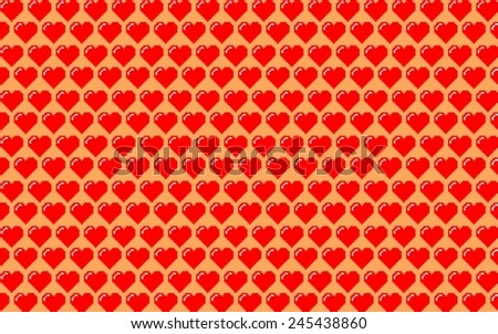Valentines background made of hearts in red and orange tones