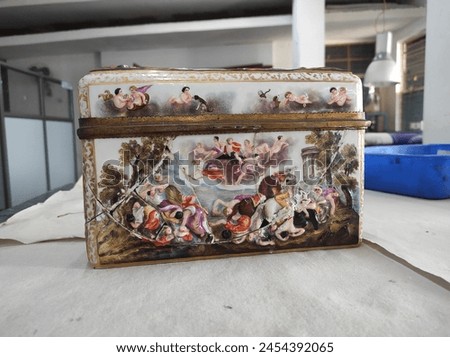 porcelain box antique 19th century museum collection European  Royalty-Free Stock Photo #2454392065