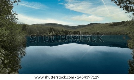 ...spring mountain landscape in the morning in the sierra de guadarrama mountains in spain Royalty-Free Stock Photo #2454399129