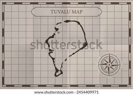 Tuvalu old classic country map. Vintage antique map paper style.