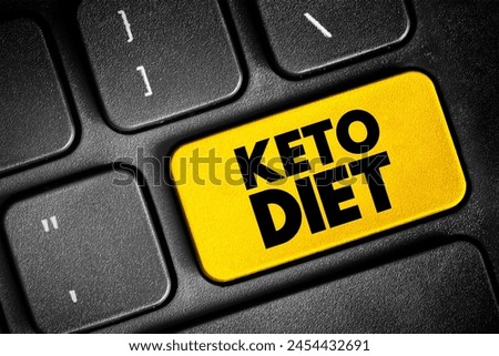 Keto diet, “Ketogenic” is a term for a low-carb diet. Get more calories from protein and fat and less from carbohydrates, text concept button on keyboard