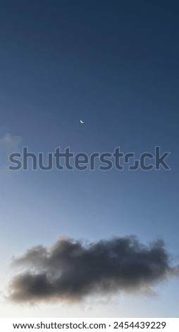 Beautiful crescent moon and black cloud. This picture take on 12 April 2024 at Penganak beach