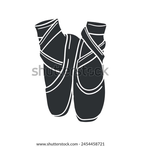 Ballet Shoes Icon Silhouette Illustration. Ballerina Vector Graphic Pictogram Symbol Clip Art. Doodle Sketch Black Sign.