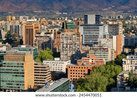 Panoramic view of office and apartment buildings at Providencia district in Santiago de Chile