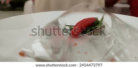 chili illustration and plastic and leaves