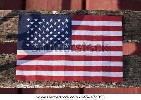 American flag with wood background